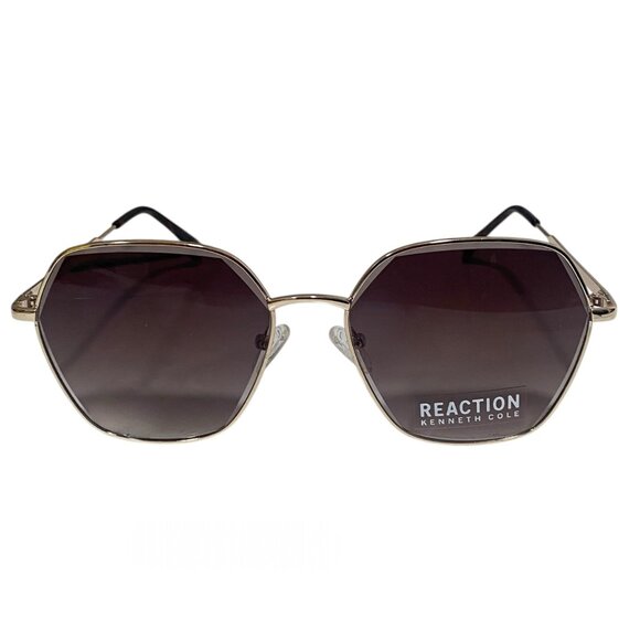 NEW Kenneth Cole  Reaction Octagon Gold Frame Sunglasses - Picture 1 of 6